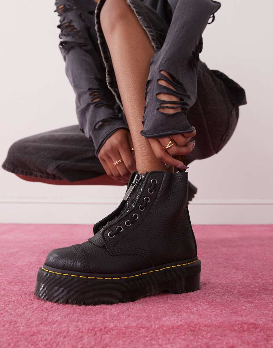 Dr Martens - Sinclair - Unisex-Stiefel aus gefrästem Nappaleder mit Plateausohle-Schwarz von Dr Martens