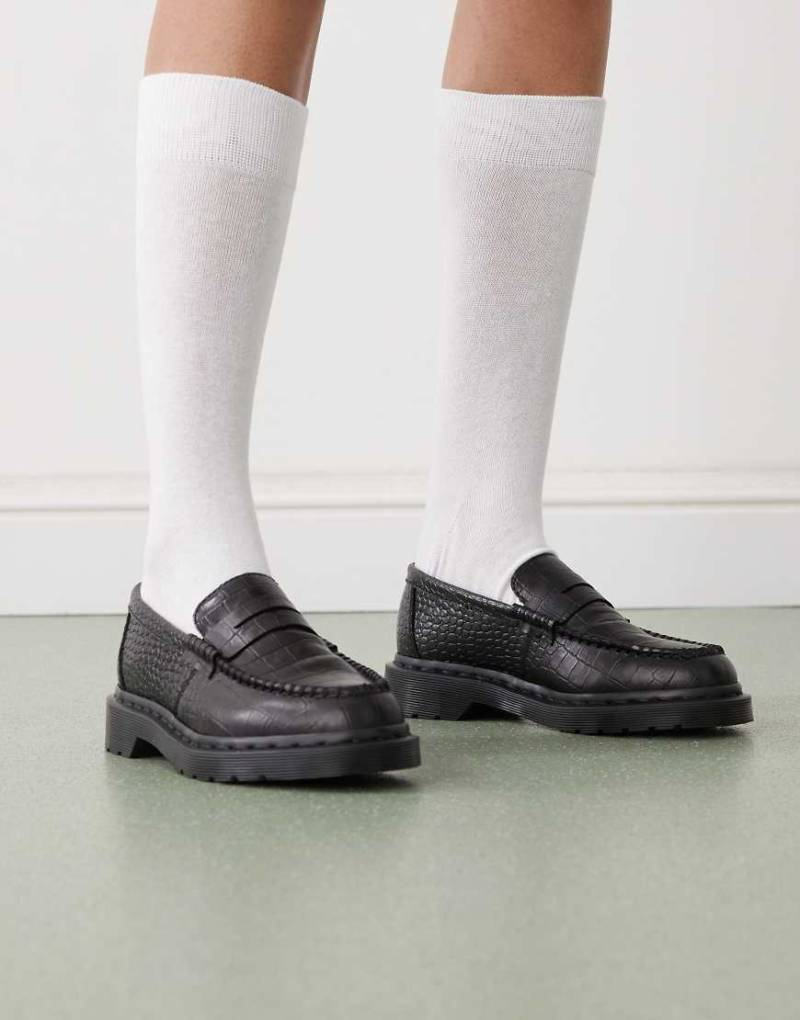 Dr. Martens - Unisex - Penton Atlas - Loafer in Schwarz mit Kroko-Prägung von Dr Martens