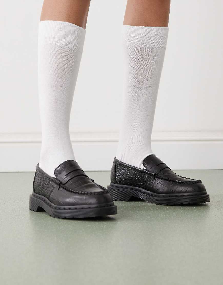 Dr. Martens - Unisex - Penton Atlas - Loafer in Schwarz mit Kroko-Prägung von Dr Martens