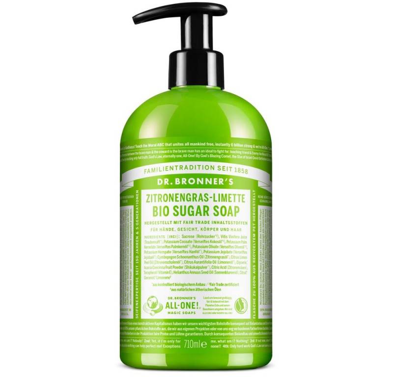 Dr. Bronners Flüssigseife Bio Sugar Soap Zitronengrass Limette, 710 ml von Dr. Bronners