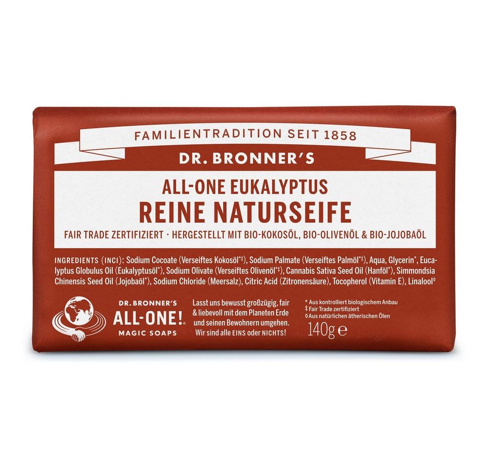 Dr. Bronners Handseife Eukalyptus - All-One Reine Naturseife 140g 2er Pack von Dr. Bronners