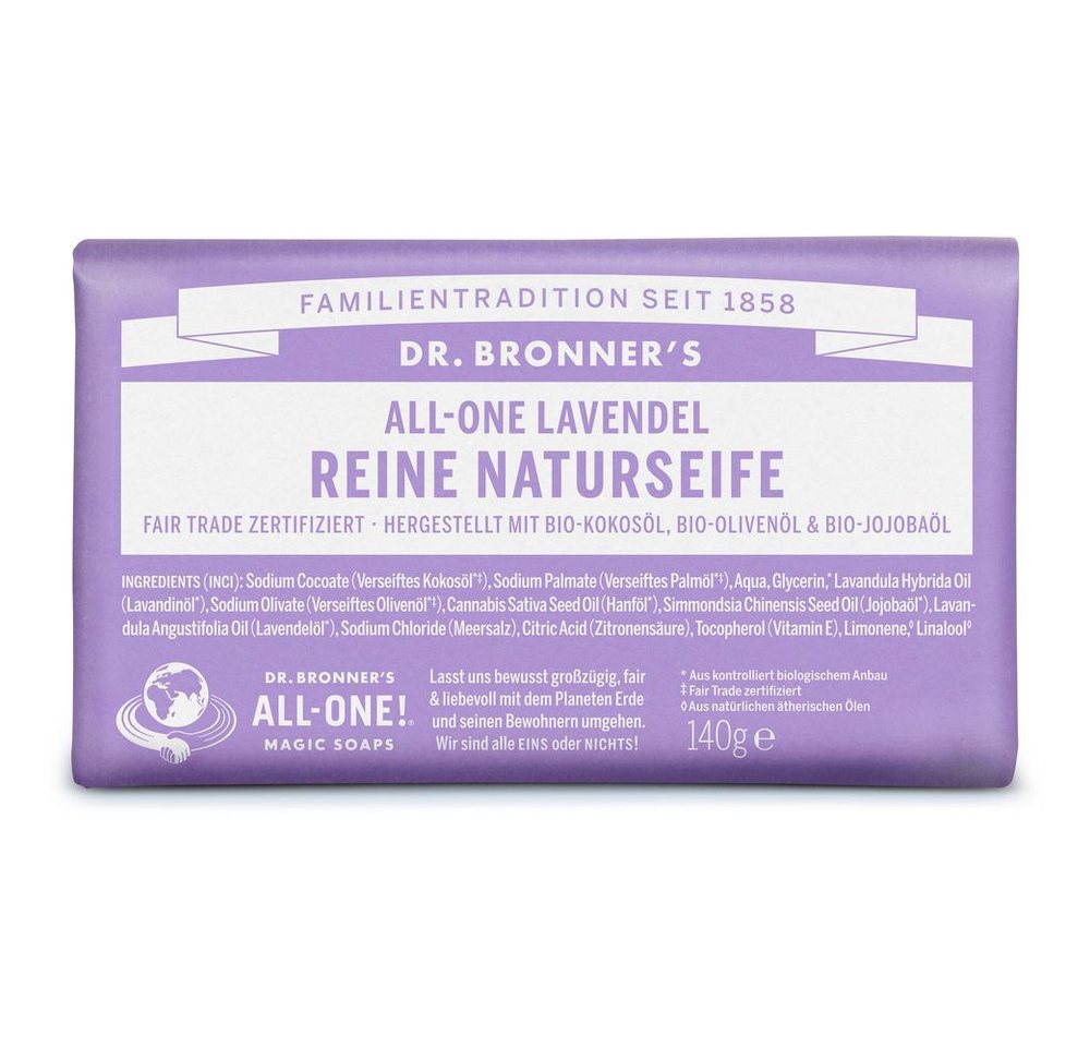 Dr. Bronners Handseife Lavendel - All-One Reine Naturseife 140g 2er Pack von Dr. Bronners