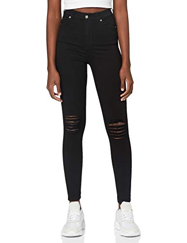 Dr. Denim Damen Moxy Jeans, Black Ripped Knees, XL von Dr. Denim