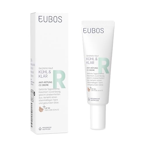 EUBOS KÜHL & KLAR ANTI-RÖTUNG | CC Creme | Getönte Tagescreme für gerötete Haut | LSF 50 | Für einen ebenmäßigen Teint und natürlichen Glow | Von Dermatologen empfohlen | 30ml von Eubos