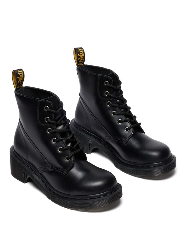 Dr. Martens Bikerboot - Alderstone Lace Up 6 Tie Boot - Black Orleans - EU36 bis EU40 - für Damen - Größe EU40 - schwarz von Dr. Martens