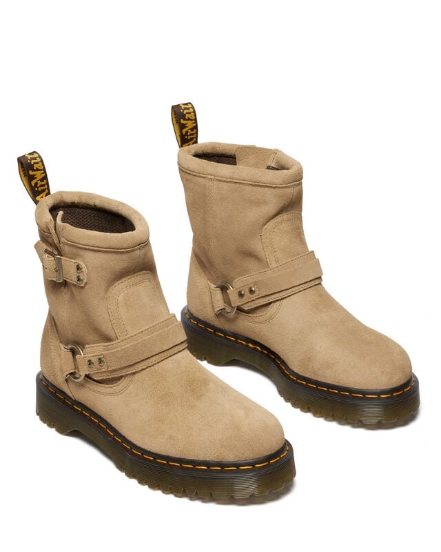 Dr. Martens Bikerboot - Anistone HRNS - Savannah Tan Bronx Suede - EU36 bis EU39 - für Damen - Größe EU39 - camel von Dr. Martens