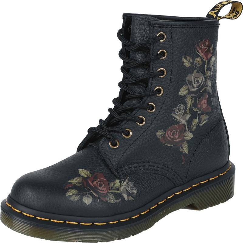 Dr. Martens Boot - 1460 - Decayed Roses Classic Tumbled Nappa - EU36 bis EU38 - für Damen - Größe EU37 - schwarz von Dr. Martens