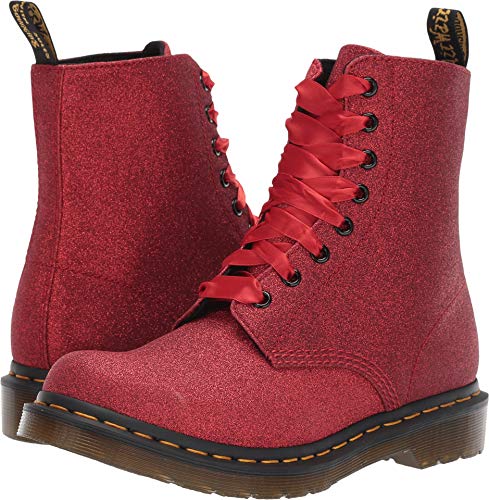 Dr. Martens Damen 1460 Pascal Glitter modischer Stiefel, Rotes feines Glitzer-Polyurethan., 37 EU von Dr. Martens