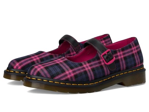 Dr. Martens Damen Elphie Mj Mary Jane Flat, Schwarz/Rosa Multi Tartan, 39 EU von Dr. Martens