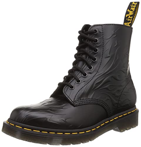 Dr. Martens Herren 1460 Flames Emboss Boots, Black Polish Smoth, 38 EU von Dr. Martens