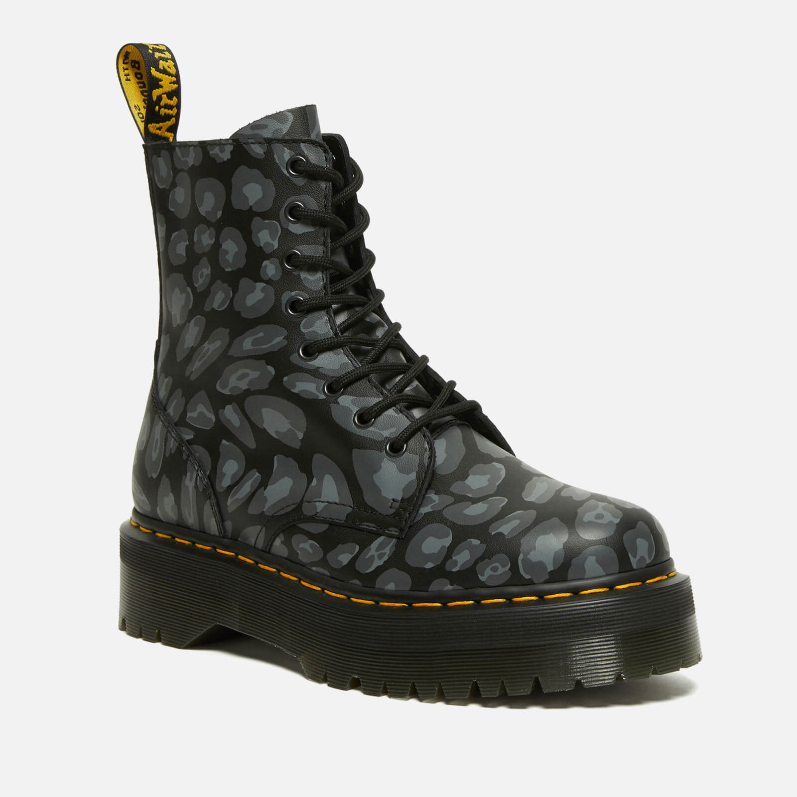 Dr. Martens Jadon Distorted Leopard Leather Platform Boots - UK 3 von Dr. Martens