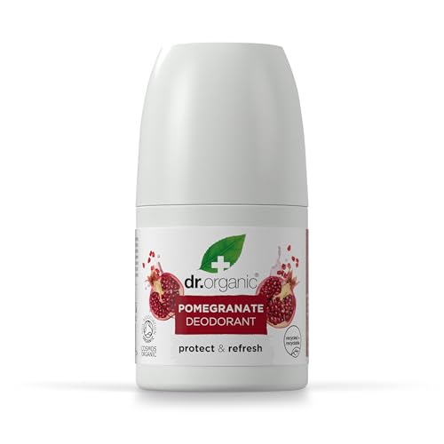 Dr Organic Granatapfel Deodorant, Aluminiumfrei, Für Männer und Frauen, Natürlich, Vegan, Tierversuchsfrei, Paraben- & SLS-frei, Recycelt & Recyclebar, Zertifiziert Bio, 50ml von Dr. Organic