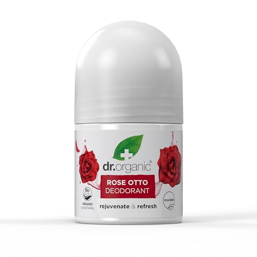 Dr Organic Rose Otto Deodorant, Aluminiumfrei, Für Männer und Frauen, Natürlich, Vegan, Tierversuchsfrei, Paraben- & SLS-frei, Recycelt & Recyclebar, Zertifiziert Bio, 50ml von Dr. Organic