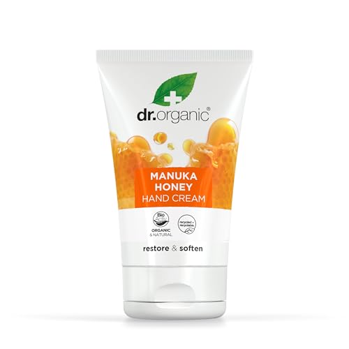 Dr Organic Manuka-Honig-Handcreme, Feuchtigkeitsspendend, Trockene Haut, Für Männer, Für Frauen, Natürlich, Vegetarisch, Tierversuchsfrei, Paraben- & SLS-frei, Bio, 125ml von DR. ORGANIC