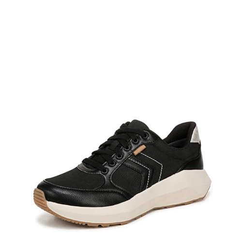 Dr. Scholl's Damen Hannah Retro Lace Up Fashion Sneaker, Schwarz gerippt, 39.5 EU von Dr. Scholl's