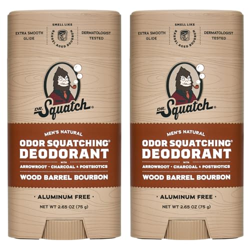 Dr. Squatch Deodorant für Männer - Holzfass-Bourbon Aluminiumfreies natürliches Deodorant (78.4 ml, 2er-Pack) von Dr. Squatch
