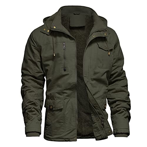 Dr.Cyril Herren Warm Gefüttert Jacke Cargo Winterparka Militär Jacke für Herren Outdoorjacke mit Abnehmbarer Kapuze Baumwolle Hoodies von Dr.Cyril