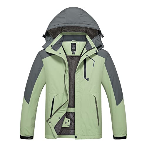 Dr.Cyril Herren wasserdichte Skijacke Warmer Winter Schneemantel Kapuze Winddichter Regenmantel (L, Army Green) von Dr.Cyril