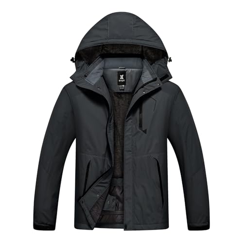 Dr.Cyril Herren wasserdichte Skijacke Warmer Winter Schneemantel Kapuze Winddichter Regenmantel (S, Black) von Dr.Cyril