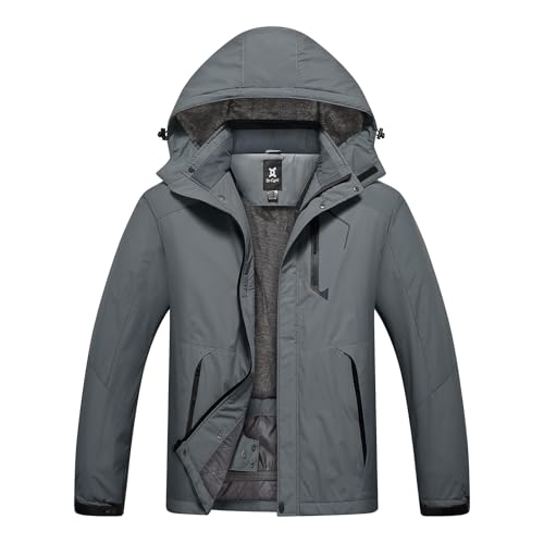 Dr.Cyril Herren wasserdichte Skijacke Warmer Winter Schneemantel Kapuze Winddichter Regenmantel (XL,Dark Grey) von Dr.Cyril