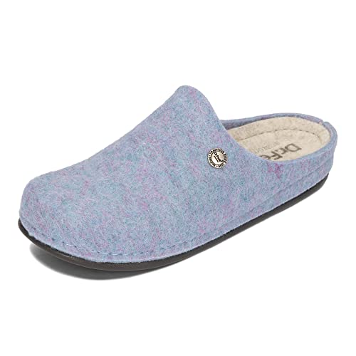 Dr.Feet anatomic Damen Filz Hausschuhe Natürlicher Schafwolle Polyurethan-Sohle Wool Slippers 36-42 EU (Blau, eu_footwear_size_system, adult, women, numeric, medium, numeric_38) von Dr.Feet anatomic