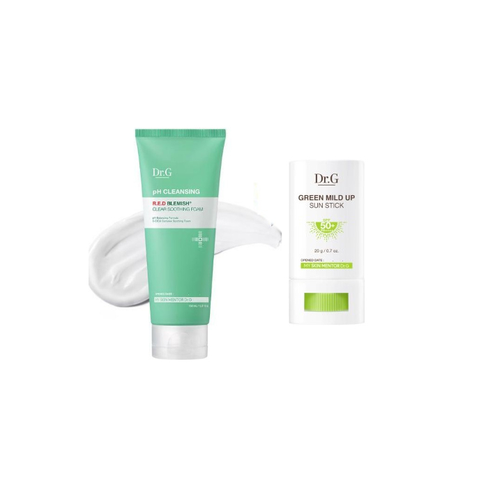 Dr.G Green Mild Up Sun Stick SPF50+ PA++++ - 20g (1ea) + R.E.D Blemish Clear Soothing pH Cleansing Foam 150ml - 150ml - White... von Dr.G