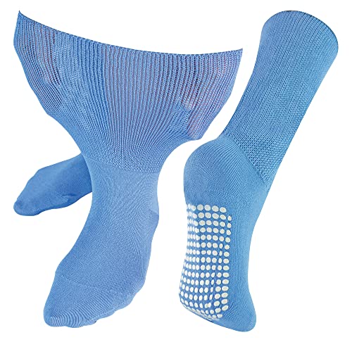 1 paar Ohne Gummi Ödeme Socken mit Antirutsch Noppen | Herren & Damen | Dr. Socks | Extra Weite Antirutsch Bambus Diabetiker Socken für Geschwollene Knöchel und Füße 43-45 von Dr.Socks