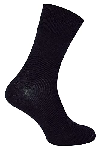 Dr.Socks 3er Pack Herren Wollsocken Diabetiker für Winter Extra Breit Diabetikersocken Ohne Gummibund für Geschwollene Beine (39-42, Schwarz) von Dr.Socks