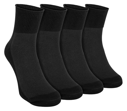 Dr.Socks 4er Pack Herren Kurz Diabetikersocken Extra Breite Ohne Gummibund Sneaker Socken (37-40, Schwarz) von Dr.Socks