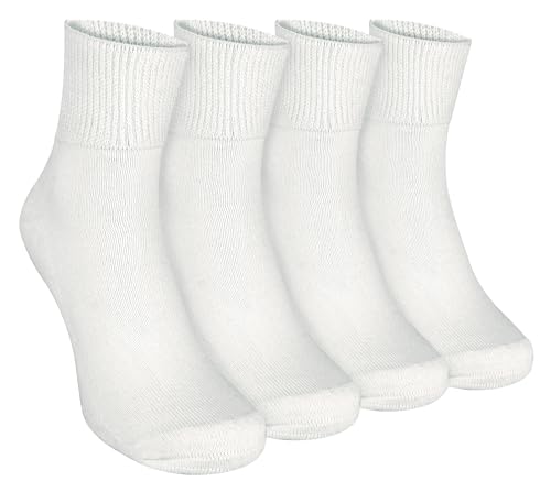 Dr.Socks 4er Pack Herren Kurz Diabetikersocken Extra Breite Ohne Gummibund Sneaker Socken (39-42, Weiß) von Dr.Socks