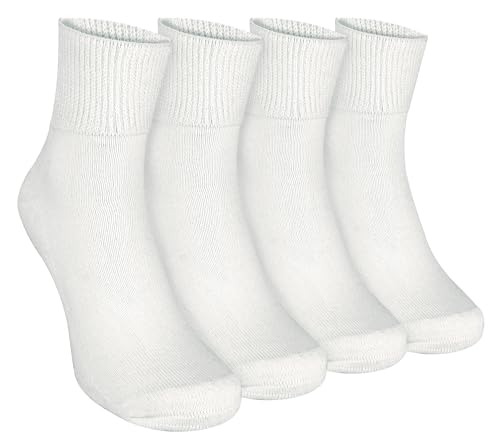 Dr.Socks 4er Pack Herren Kurz Diabetikersocken Extra Breite Ohne Gummibund Sneaker Socken (46-50, Weiß) von Dr.Socks
