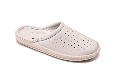 DrLuigi Medizinische Schuhe aus perforiertem Leder für Herren - Gedächtnisschaum Schuhe Innenseite aus Baumwolle Außenseite Leder - Extra Leicht - Made in EU (Weiß, 44) von DrLuigi
