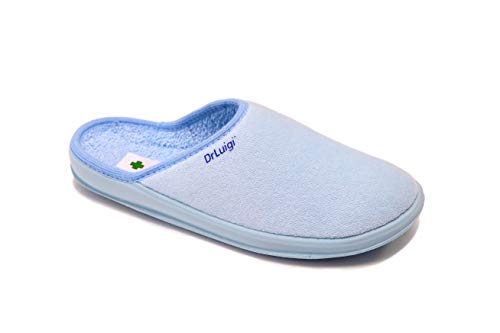 DrLuigi Medizinische Schuhe für Herren – Gedächtnisschaum Schuhe Innenseite Außenseite Italienische Baumwolle – Extra Leicht – Made in EU (Hellblau, 44) von DrLuigi