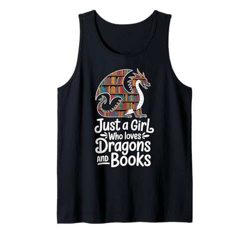 Just A Girl Who Loves Dragons And Books Tank Top Just A Girl Who Loves Dragons And Books Tank Top von Drache Lesen Bücherwurm Fantasy leser