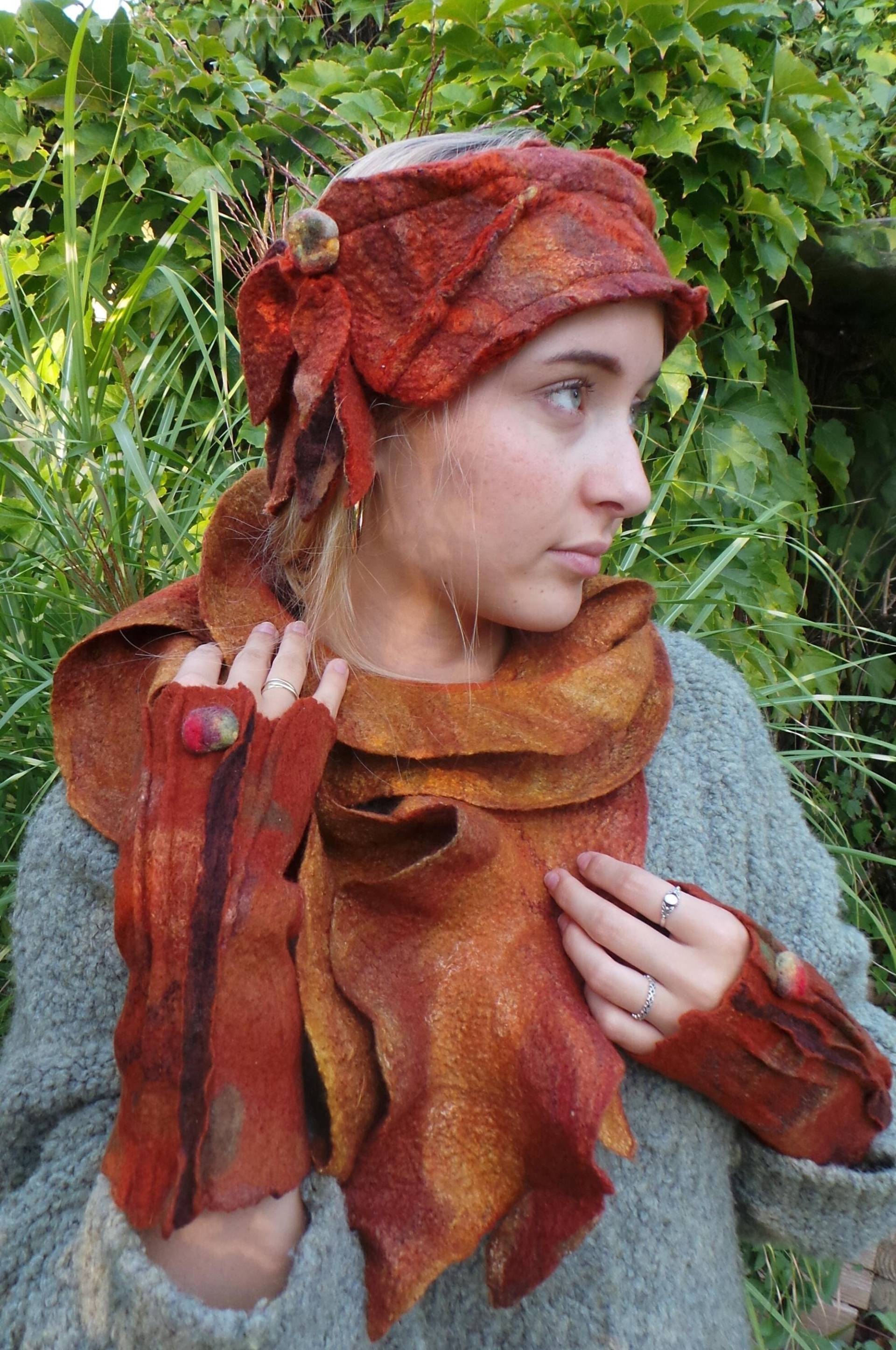 stirnband Für Frauen in Herbstfarben Aus Weichem Filz, Handgefilzt, Ohrenschützer, Haarband, Ohrenwärmer, Kopfbedeckung von Drachekreativverfilz