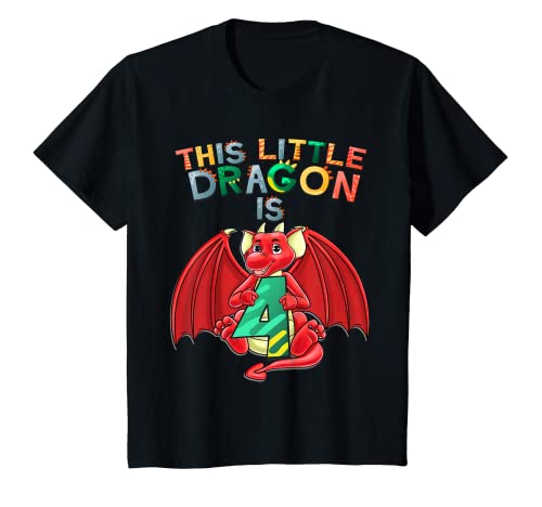 Kinder This Little Dragon Is 4 Dieser Kleine Drache Ist 4 T-Shirt von Drachen 4 Jahre Geschenk Jungen 4 Jahre Alt