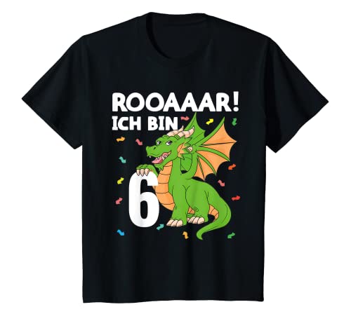 Kinder 6. Geburtstag Drache Jungen Mädchen Sechs Jahre T-Shirt von Drachen Geburtstag Kinder Outfits