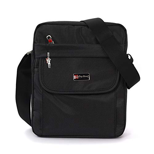 DrachenLeder Damen Herren Umhängetasche Tasche schwarz Polyester 22x9x27 OTJ253S Polyester Umhängetasche von DrachenLeder