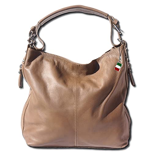 Florence Damen Beuteltasche Tasche braun Taupe echtes Leder 35x10x28 cm OTF101C Leder Beuteltasche von DrachenLeder