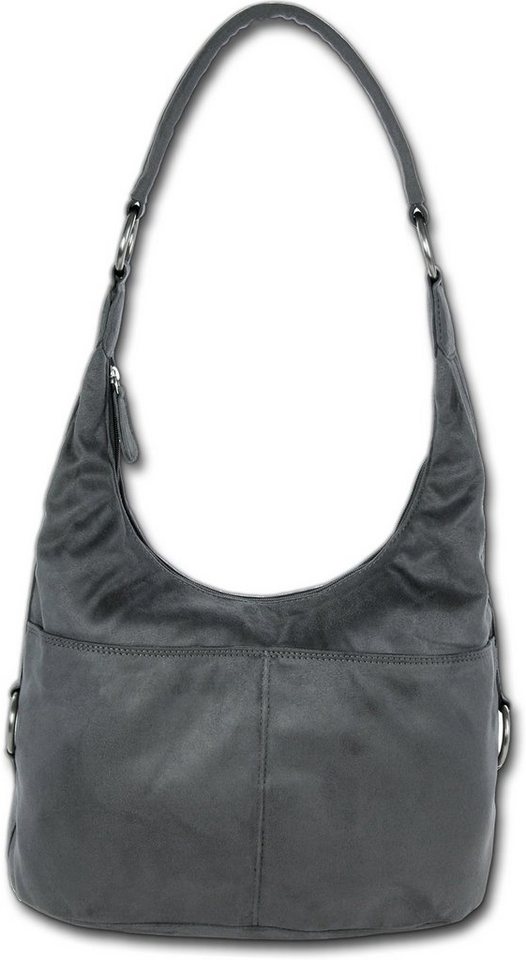 DrachenLeder Beuteltasche OTS100X DrachenLeder Kunstleder Tasche Damen (Beuteltasche), Damen Beuteltasche Kunstleder, grau ca. 37cm x ca. 25cm von DrachenLeder