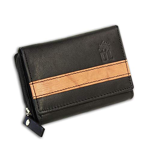 DrachenLeder Börse Portemonnaie schwarz Damen Herren Leder 10x3x8 cm D4OPZ100C Portemonnaie von DrachenLeder