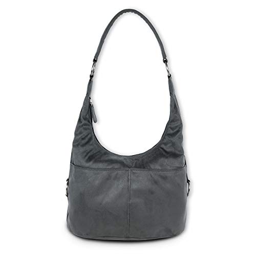 DrachenLeder Damen Beuteltasche Tasche grau Kunstleder 37x18x25 cm OTS100K Kunstleder Beuteltasche von DrachenLeder