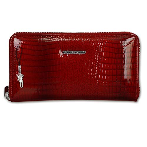 DrachenLeder Damen Handgelenktasche Geldbörse rot Leder 19x2,5x10 OTJ505R Leder Clutch von DrachenLeder