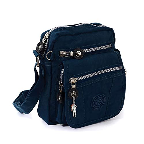 DrachenLeder Damen Herren Crossover Umhängetasche Tasche blau Nylon OTJ215B Nylon Umhängetasche von DrachenLeder