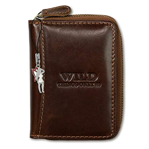 DrachenLeder Damen Herren Minibörse Geldbörse braun Leder 8x2x11cm OPJ111N Leder Minibörse von DrachenLeder