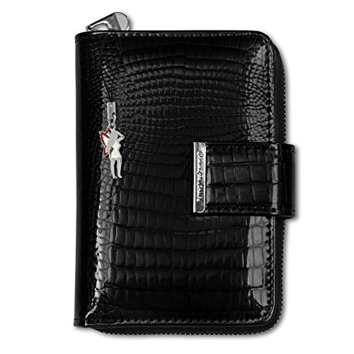 DrachenLeder Damen Portemonnaie Geldbörse schwarz Leder 9x3x13cm OPJ711S Leder Portemonnaie von DrachenLeder