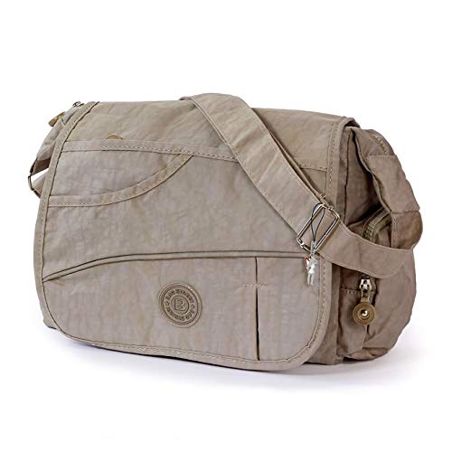 DrachenLeder Damenhandtasche Umhängetasche Tasche stone Nylon 32x13x20 OTJ214L Nylon Umhängetasche von DrachenLeder