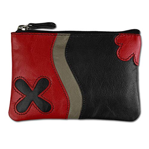 DrachenLeder Geldbörse Etui Brieftasche schwarz rot Schlüsseltasche OPS901S Leder Schlüsseltasche von DrachenLeder