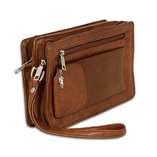 DrachenLeder Geldbörse Handgelenktasche tan braun Herren Leder 20x12x7 D4OTJ512C Handgelenktasche von DrachenLeder