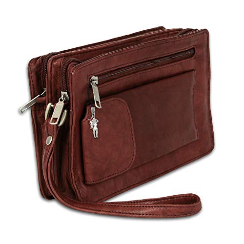 DrachenLeder Herren Geldbörse Handgelenktasche Leder braun 20x12x7 D2OTJ512N ein schönes Geschenk zu Weihnachten, Geburtstag, Valentinstag für den Mann von DrachenLeder